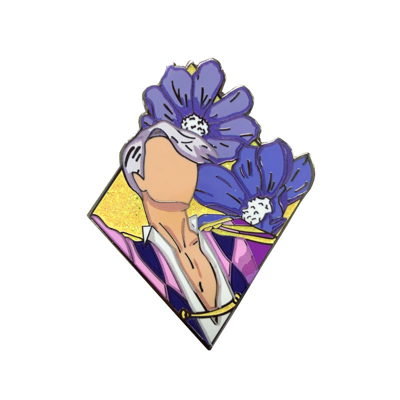 hard enamel pin+glitter+print